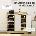 Zapatero Kalos Homcom 2 puertas + 5 estantes 13 pares natural/blanco 80x80x30 cm interior
