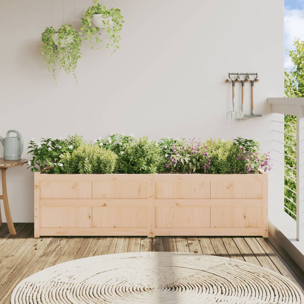 Jardinera Dienna madera maciza de pino natural 180x50x50 cm animada dos