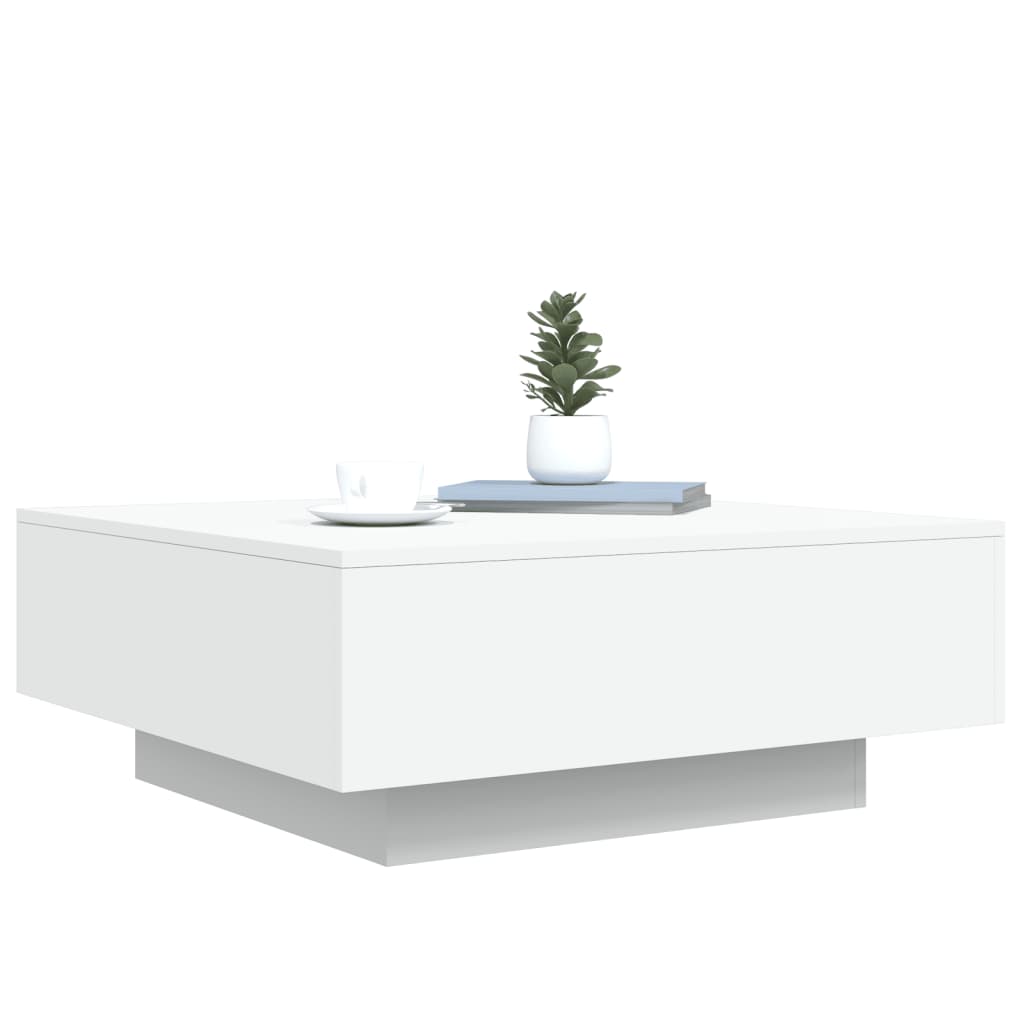 Mesa de centro Lorca blanco 31x80x80 cm fondo blanco con flor