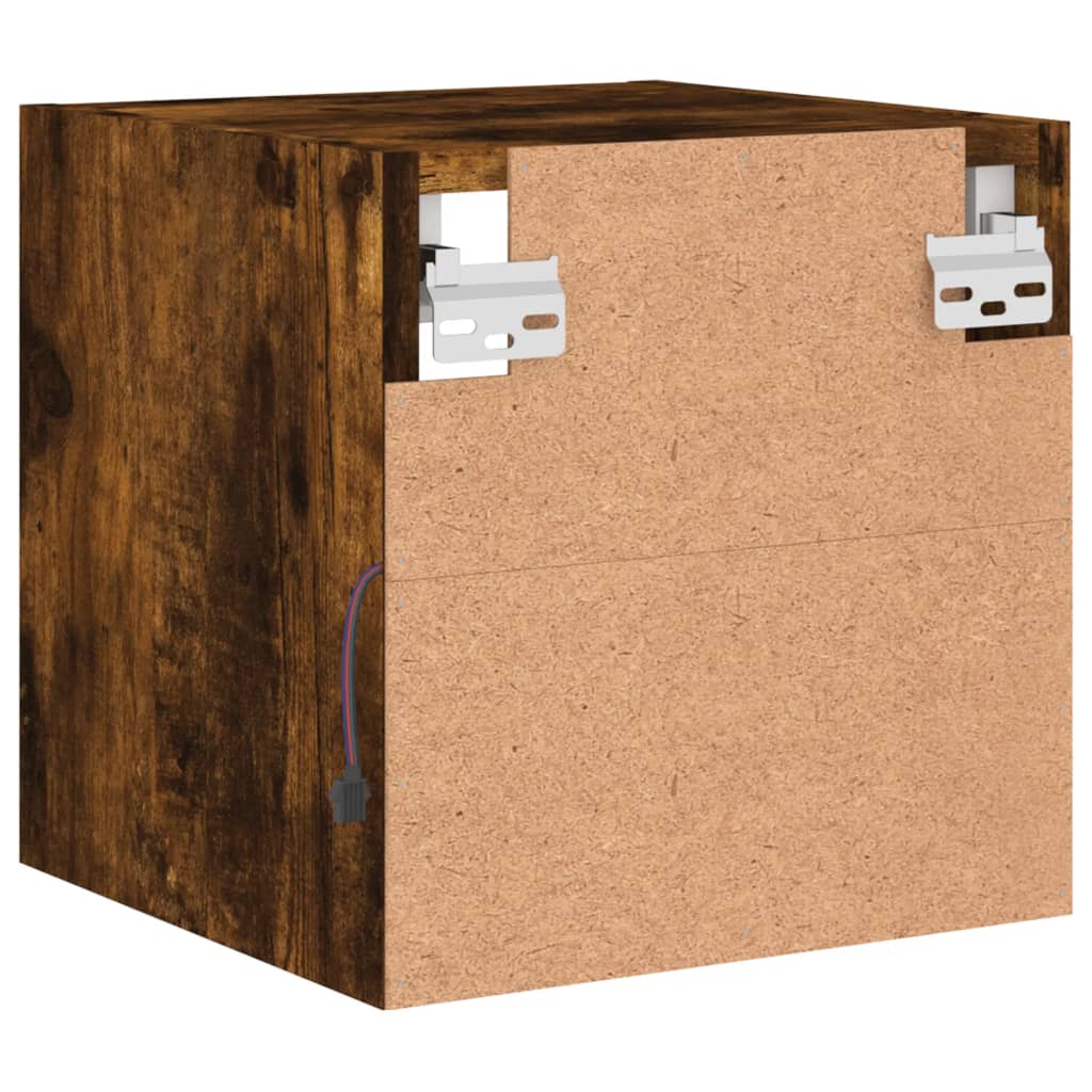 Pack de 2 muebles de TV Vedda de pared con luces LED roble oscuro 30x28,5x30 cm posterior