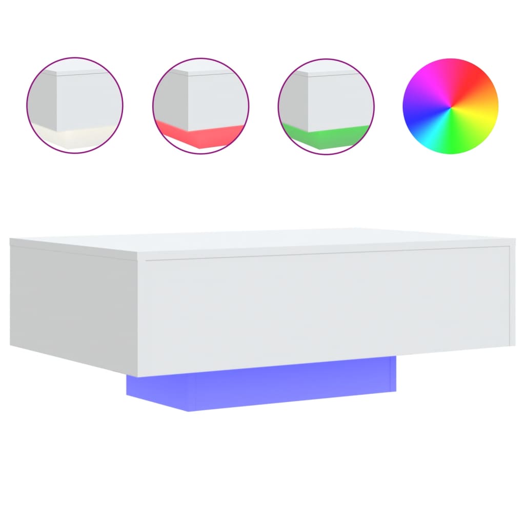 Mesa de centro Ake con luces LED blanco 31x85x55 cm cm 2