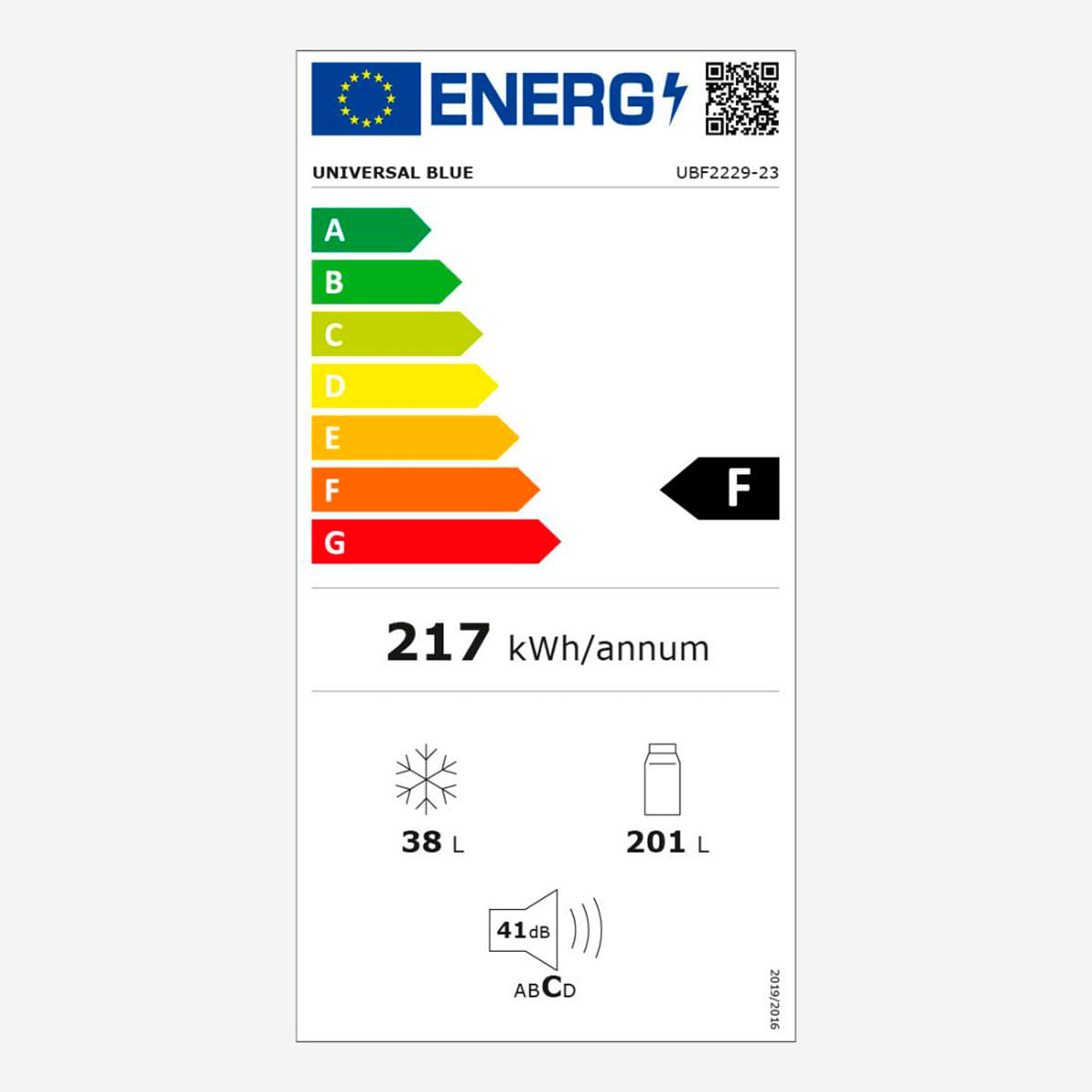 Frigorífico de 2 puertas Volta 6047W Universal Blue cíclico 239L F blanco 160 cm eficiencia-energetica