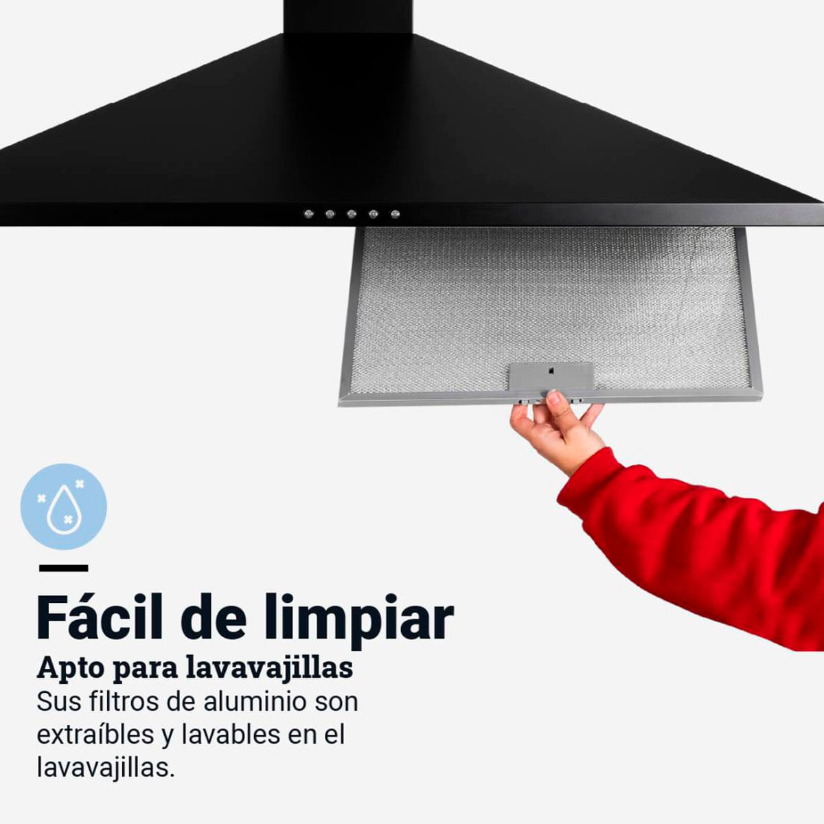 Campana piramidal Everest 6090B Universal Blue 120W 450m3/h C negro 90 cm 5