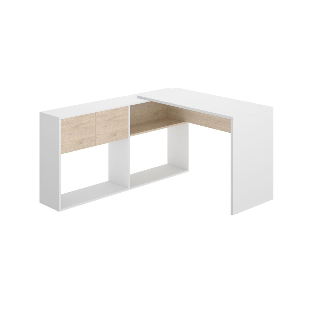 Escritorio-Flexo-con-estante---armario-blanco-natural-143x72x102-cm-fondo-blanco-dos