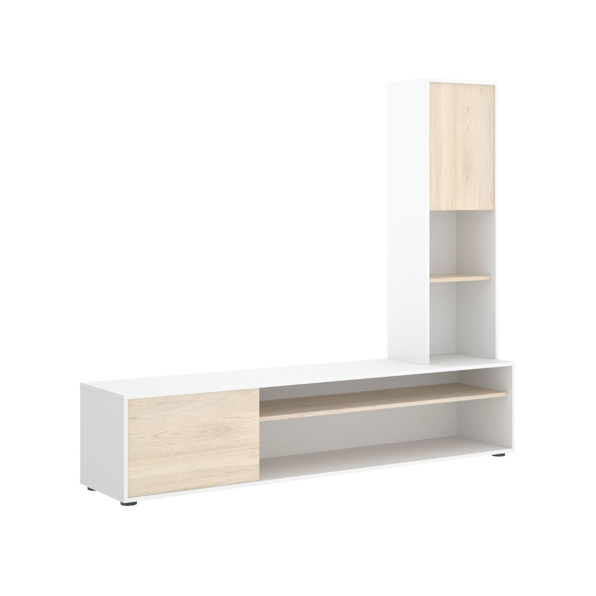 Composicion-de-salon-Essen-2-puertas---estanteria-reversible-blanco-natural-161x181x415-cm-fondo-blanco