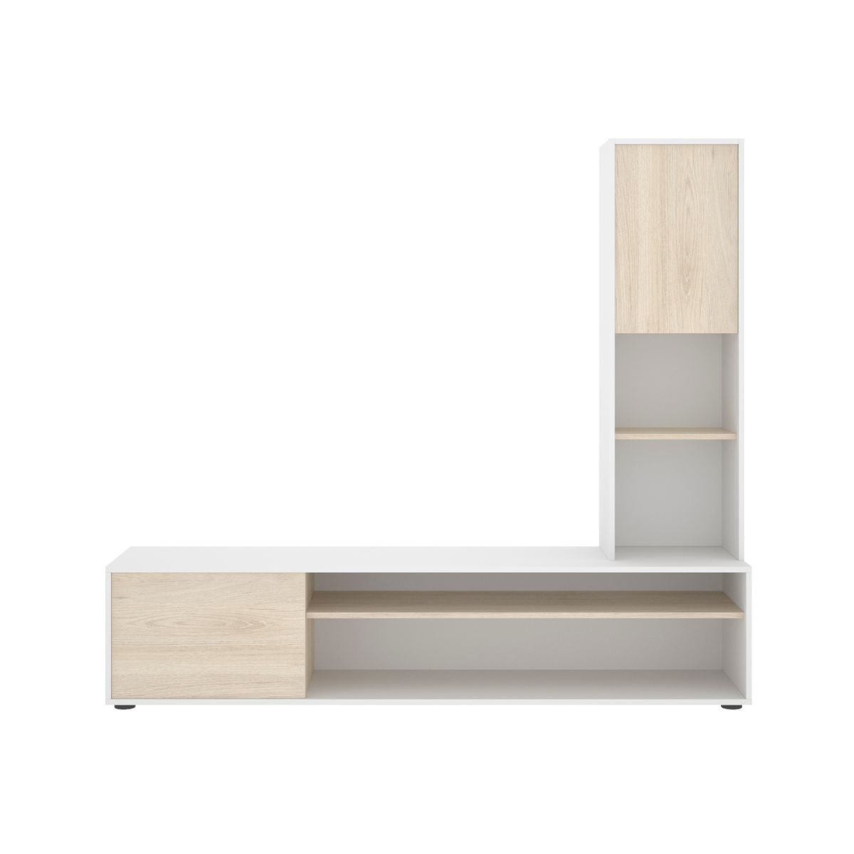 Composicion-de-salon-Essen-2-puertas---estanteria-reversible-blanco-natural-161x181x415-cm-frontal