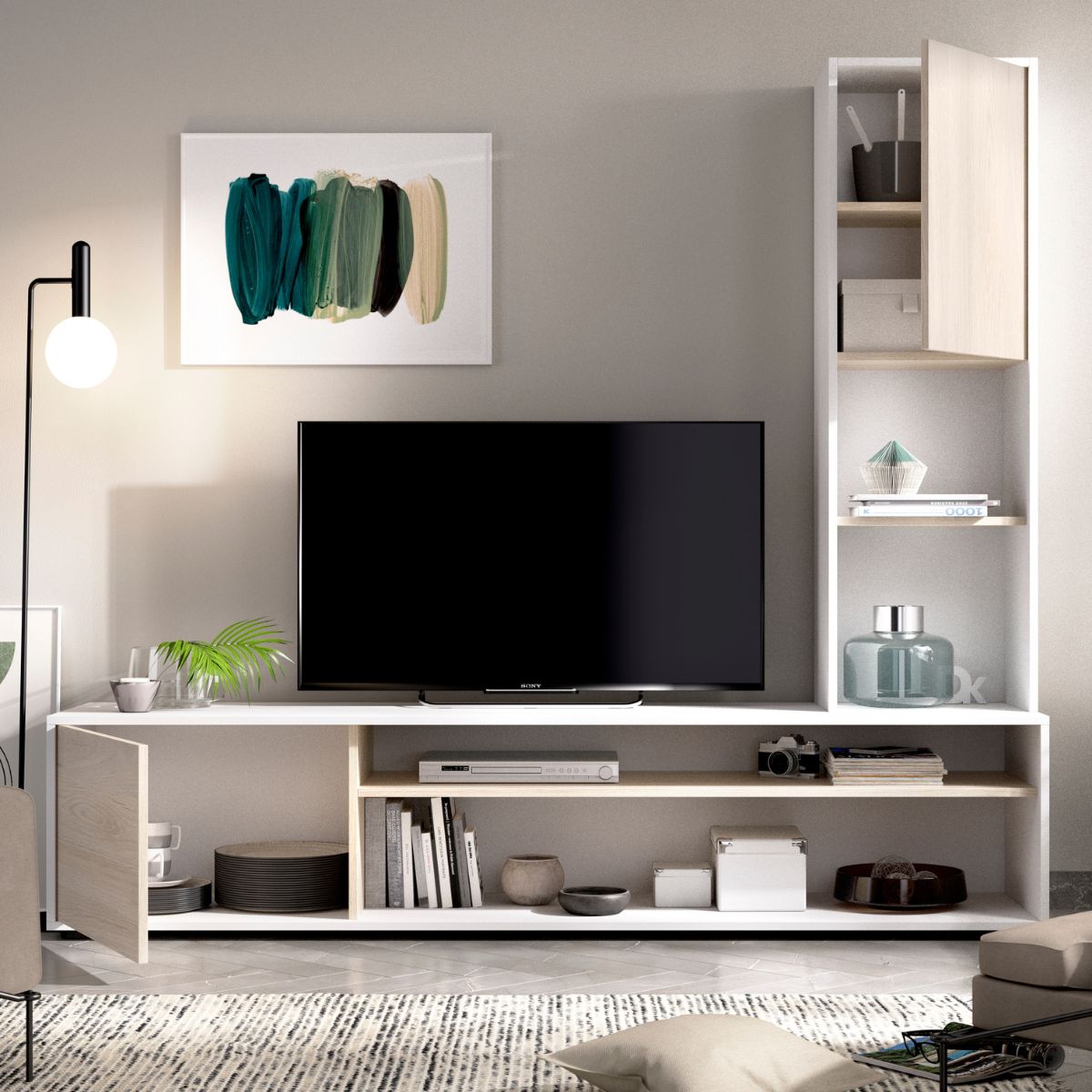Composicion-de-salon-Essen-2-puertas---estanteria-reversible-blanco-natural-161x181x415-cm-interior
