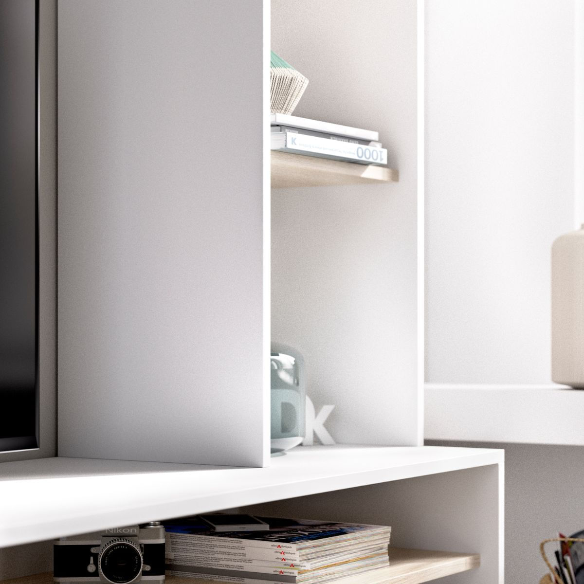 Composicion-de-salon-Essen-2-puertas---estanteria-reversible-blanco-natural-161x181x415-cm-detalle