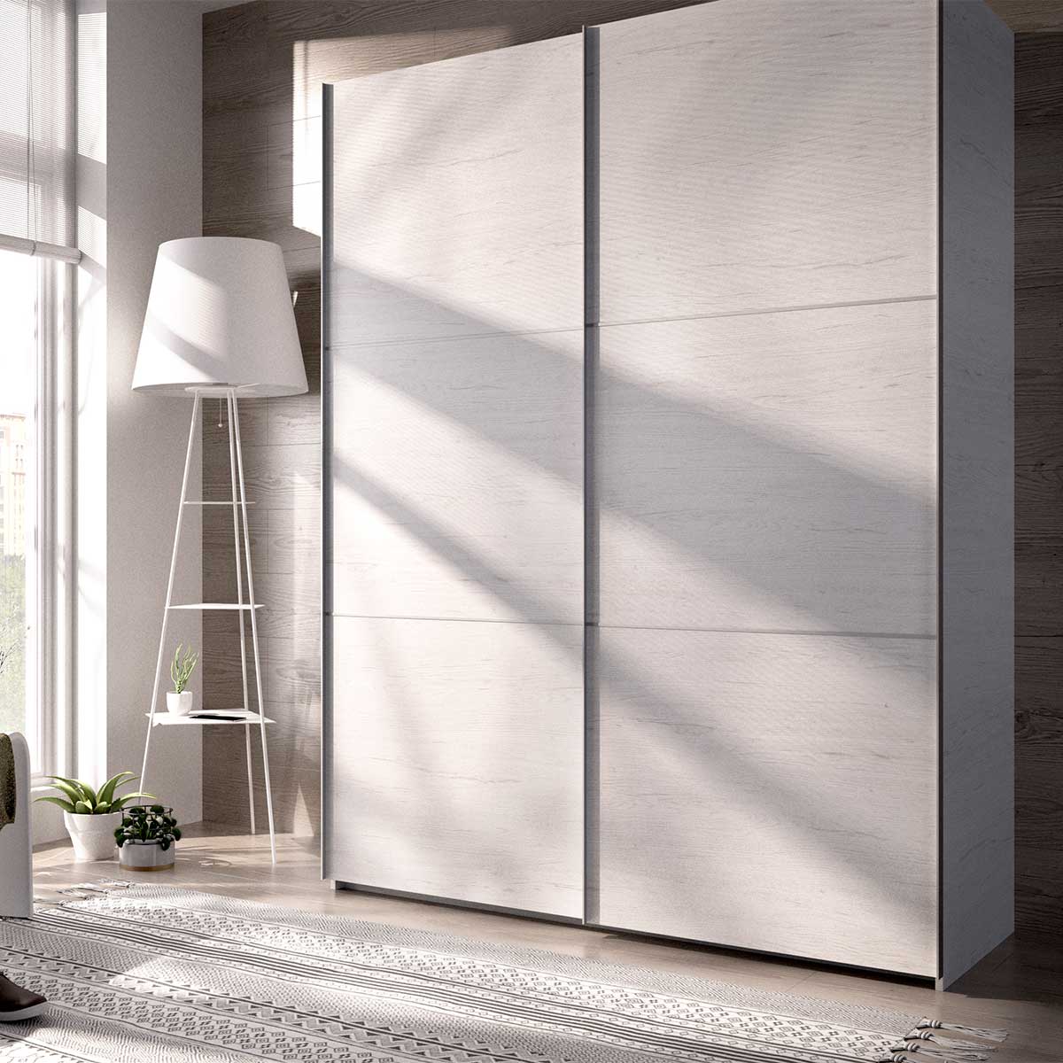 Armario Slide 2 puertas correderas blanco Artik 204x150x65 cm