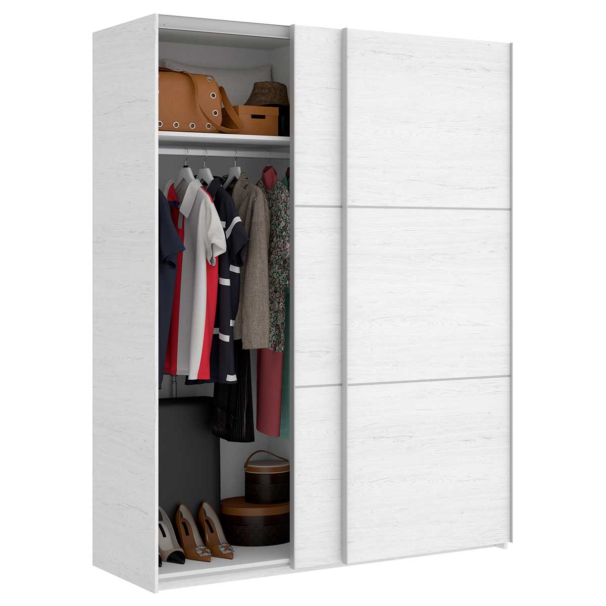 Armario Slide 2 puertas correderas blanco Artik 204x150x65 cm 5