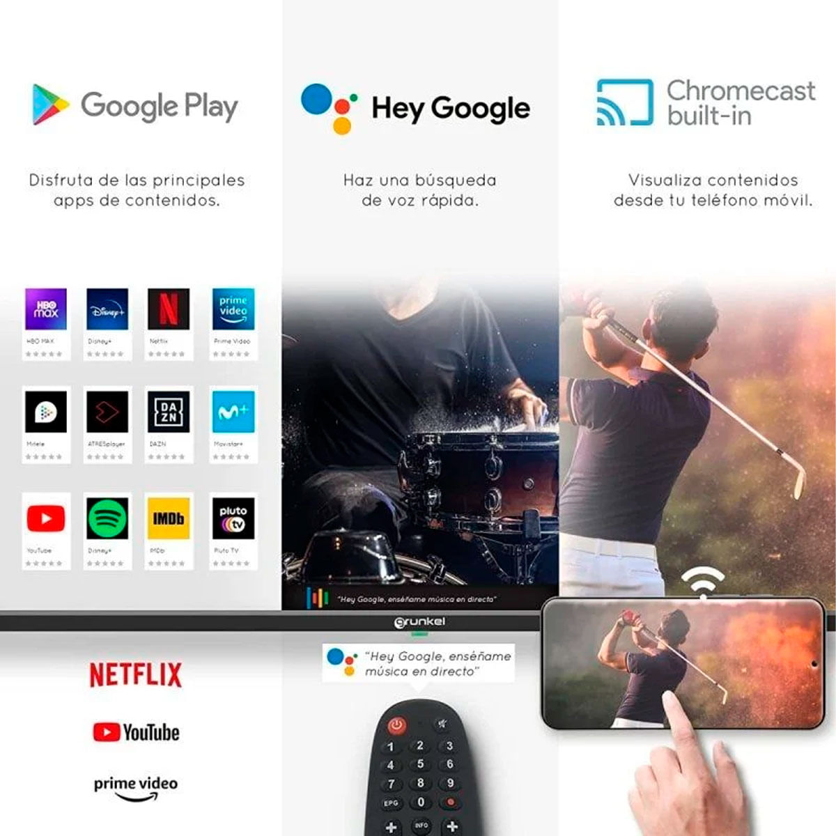 Televisor Smart TV LED-5022GOO Grunkel 50" 4K UHD Android TV negro 3