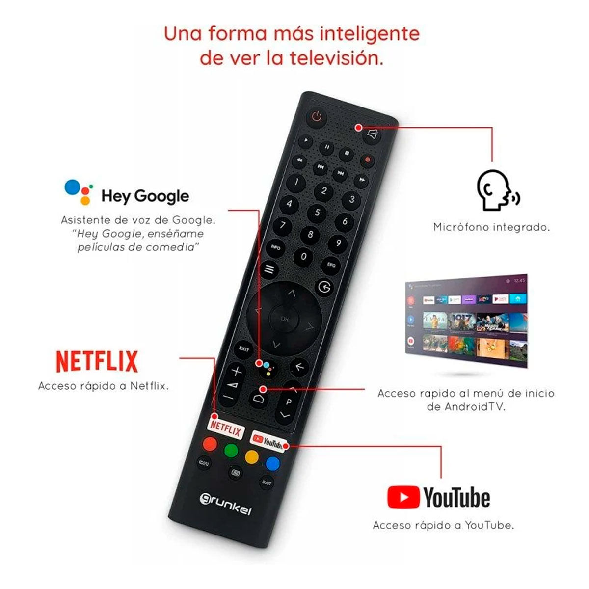 Televisor Smart TV LED-5022GOO Grunkel 50" 4K UHD Android TV negro 4