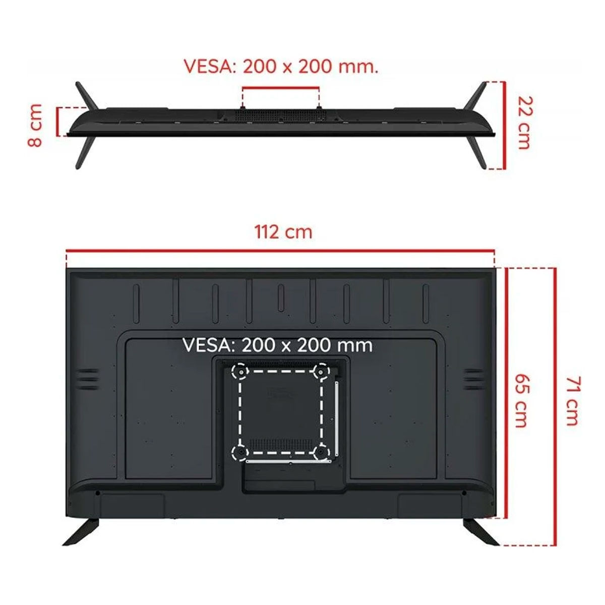 Televisor Smart TV LED-5022GOO Grunkel 50" 4K UHD Android TV negro medidas