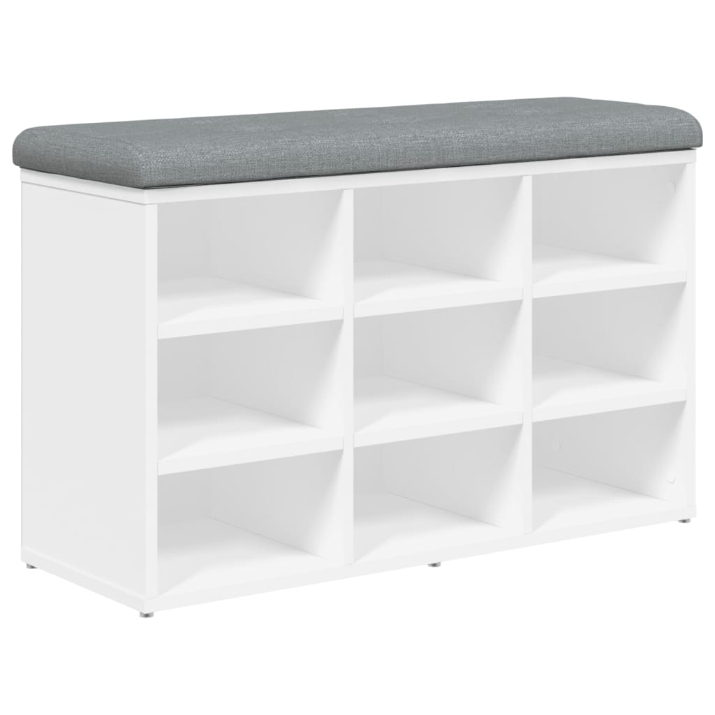 Banco zapatero Doll 9 estantes con asiento acolchado blanco 50x82x32 cm fondo blanco