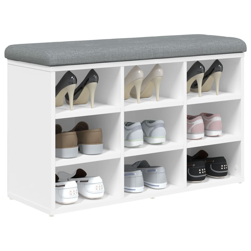 Banco zapatero Doll 9 estantes con asiento acolchado blanco 50x82x32 cm aniamda zapatos