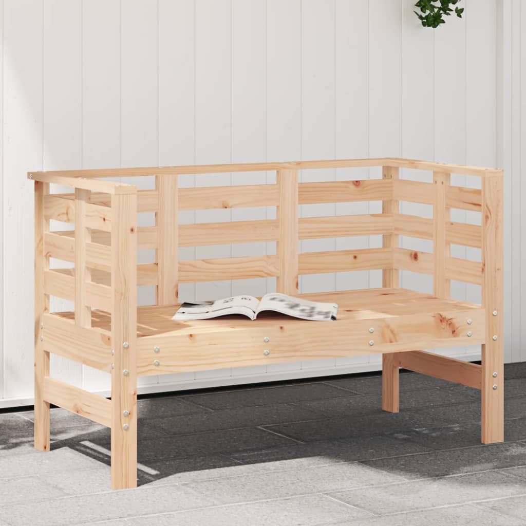 Banco de jardín Simmo 2 plazas madera maciza pino natural 71x111,5x53 cm animada