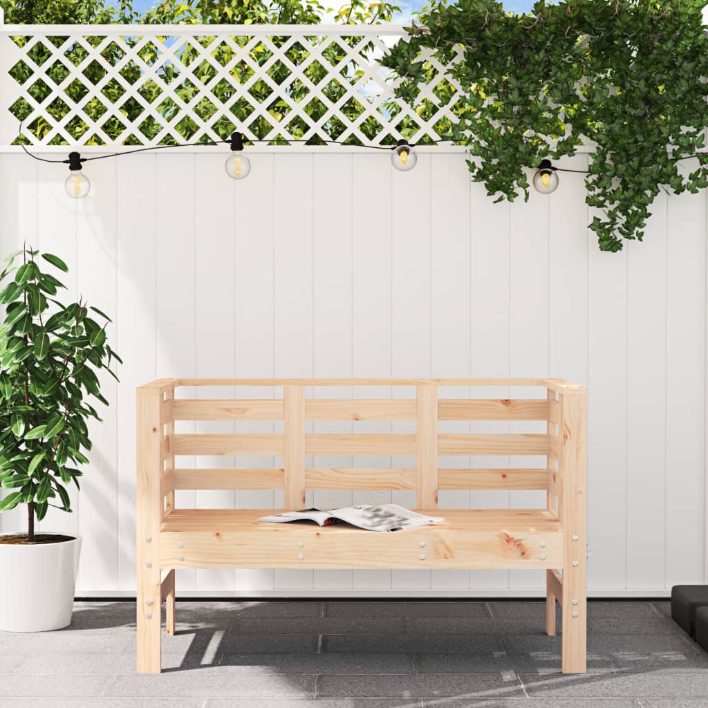 Banco de jardín Simmo 2 plazas madera maciza pino natural 71x111,5x53 cm animada frontal