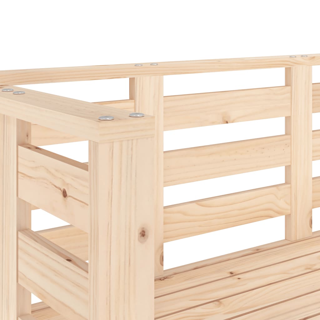 Banco de jardín Simmo 2 plazas madera maciza pino natural 71x111,5x53 cm detalle