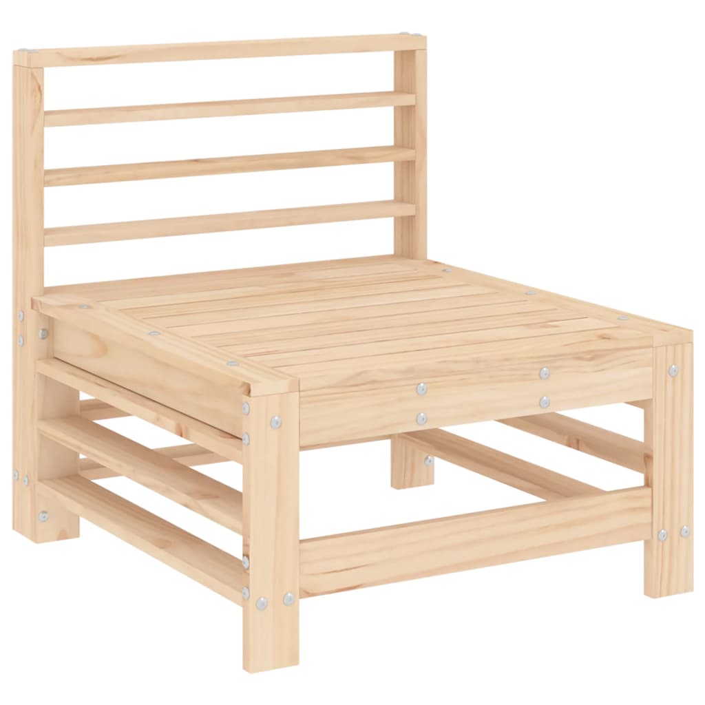 Conjunto de jardín Space 6 piezas madera maciza de pino natural sofa central