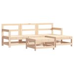Conjunto de jardín Cossi 5 piezas madera maciza de pino natural 70,5x194x124 cm fondo blanco