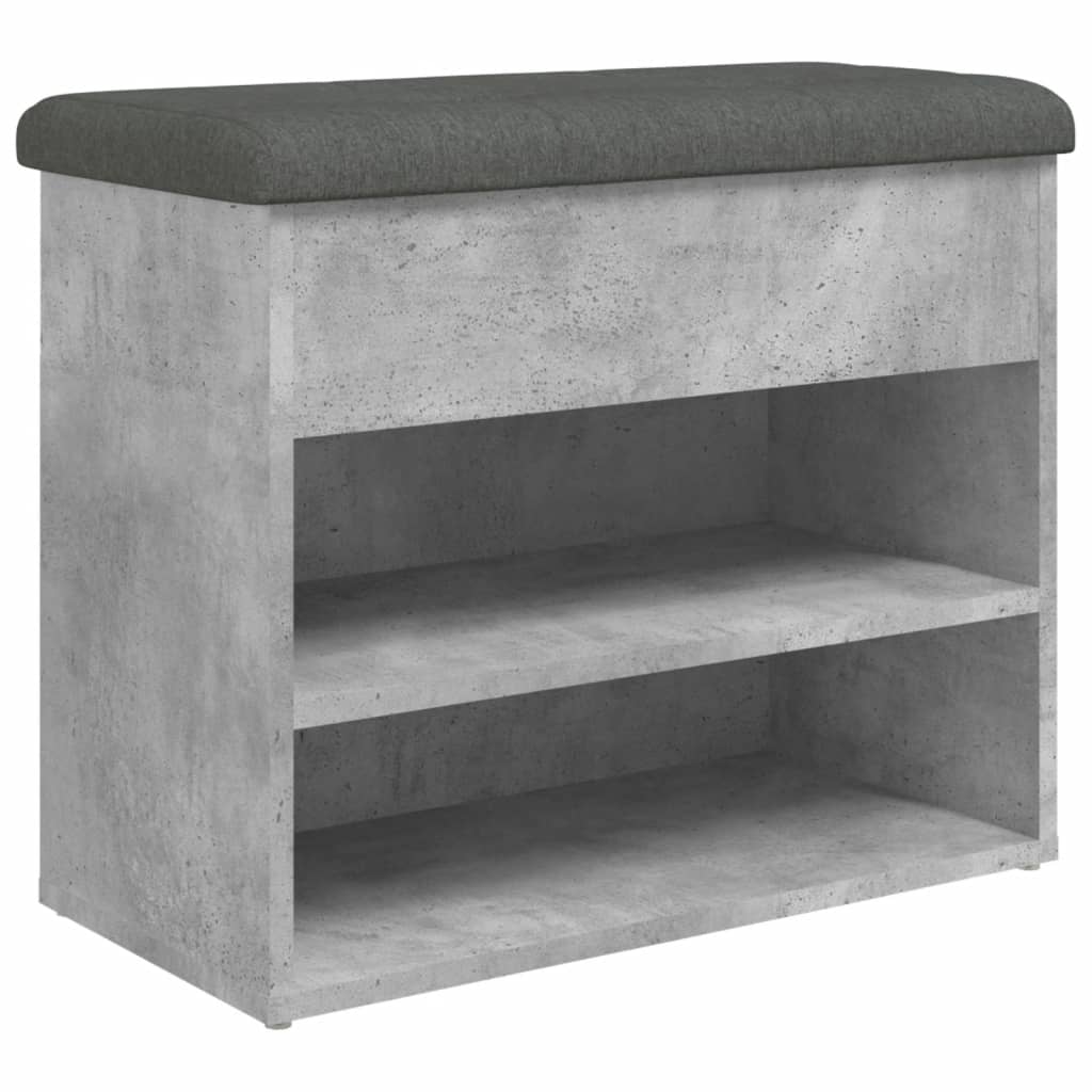 Banco zapatero Ulises 2 estantes + asiento acolchado gris 50x62x32 cm 2