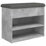 Banco zapatero Ulises 2 estantes + asiento acolchado gris 50x62x32 cm 2