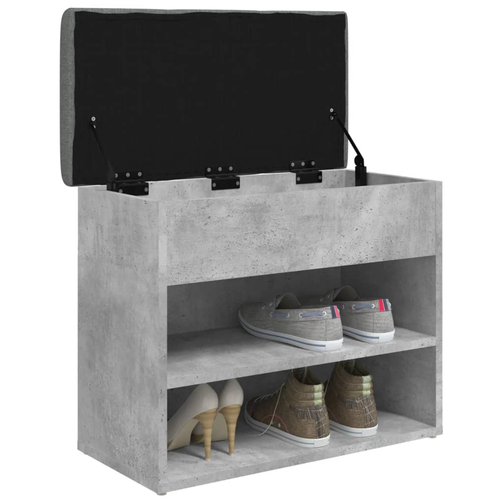 Banco zapatero Ulises 2 estantes + asiento acolchado gris 50x62x32 cm 4