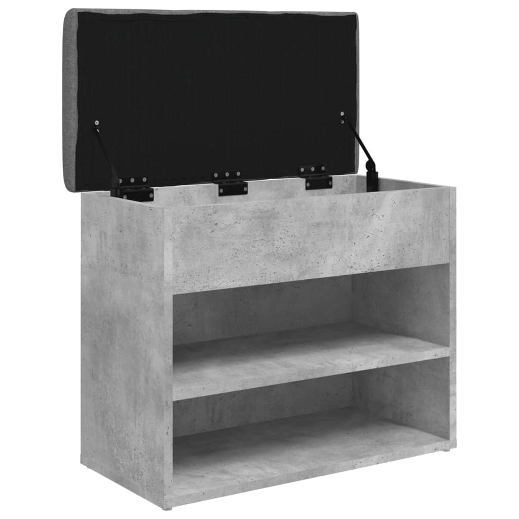 Banco zapatero Ulises 2 estantes + asiento acolchado gris 50x62x32 cm 5