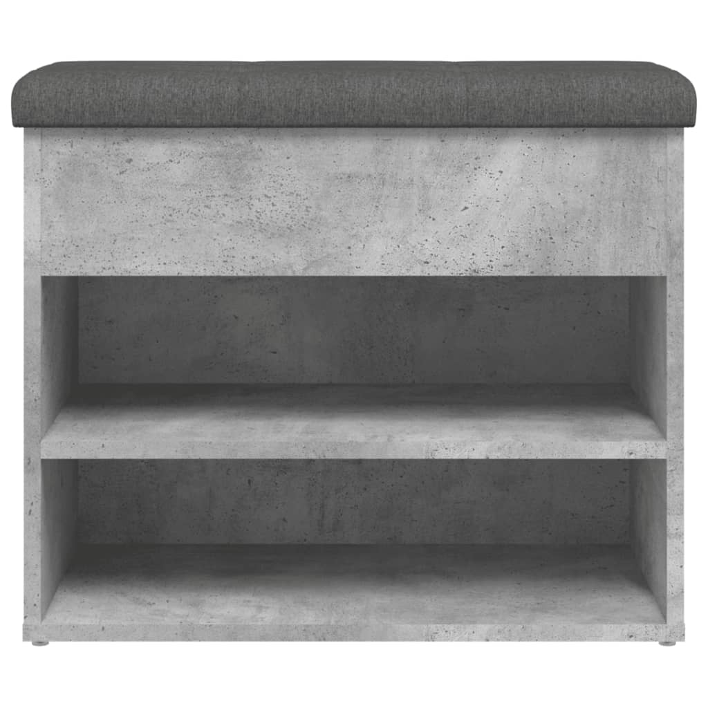Banco zapatero Ulises 2 estantes + asiento acolchado gris 50x62x32 cm 6