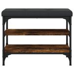Banco zapatero Perseo 2 estantes + asiento acolchado marrón oscuro 47x62x32 cm 5