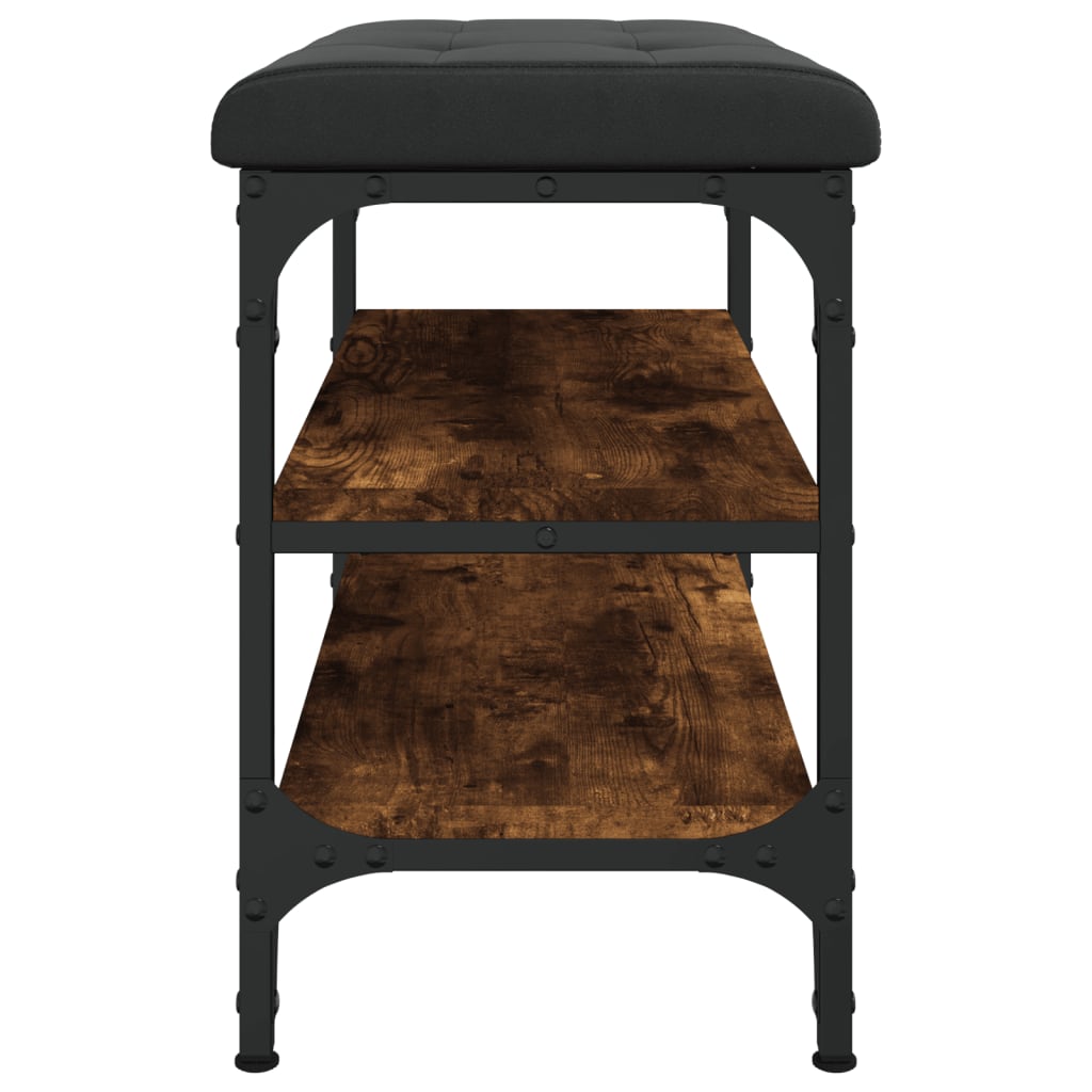 Banco zapatero Perseo 2 estantes + asiento acolchado marrón oscuro 47x62x32 cm 6