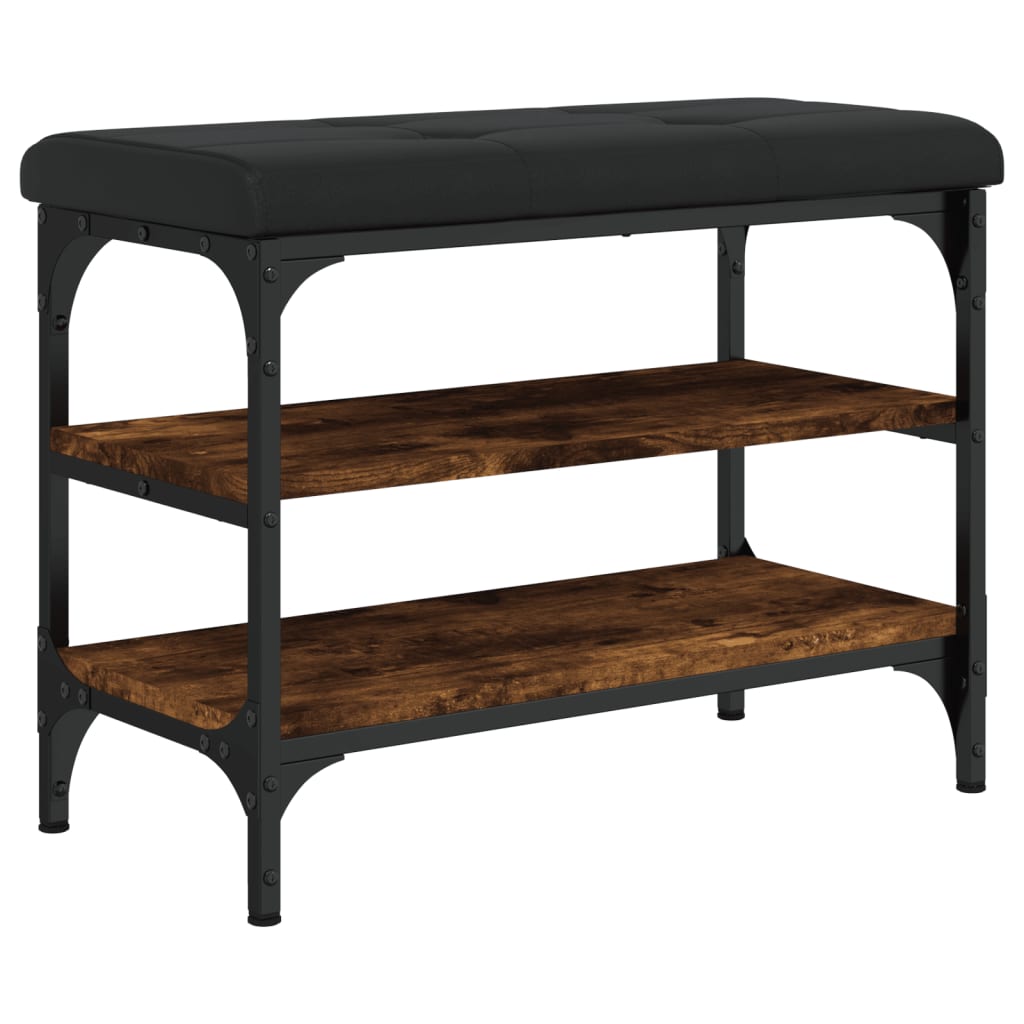Banco zapatero Perseo 2 estantes + asiento acolchado marrón oscuro 47x62x32 cm 7