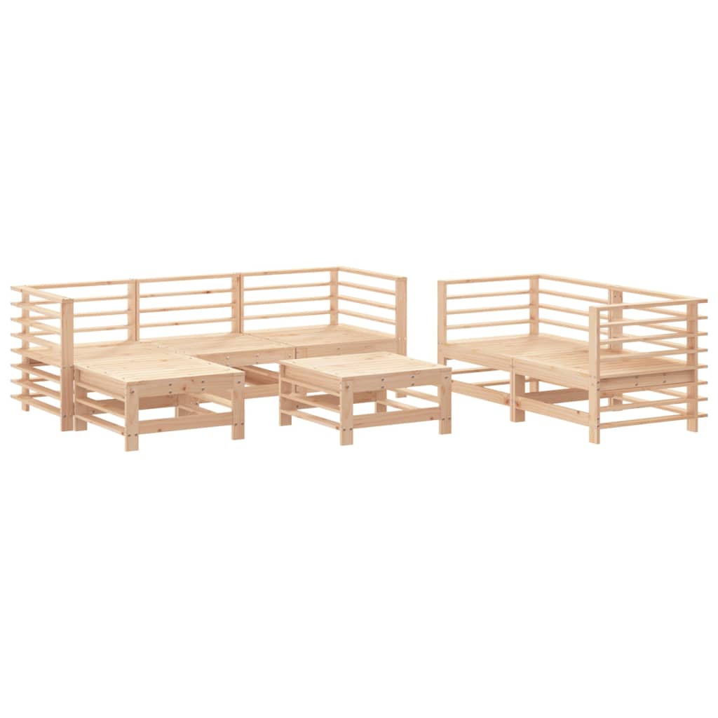 Conjunto de jardín Dumm 7 piezas madera maciza pino natural fondo blanco