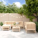 Conjunto de jardín Dumm 7 piezas madera maciza pino natural animada