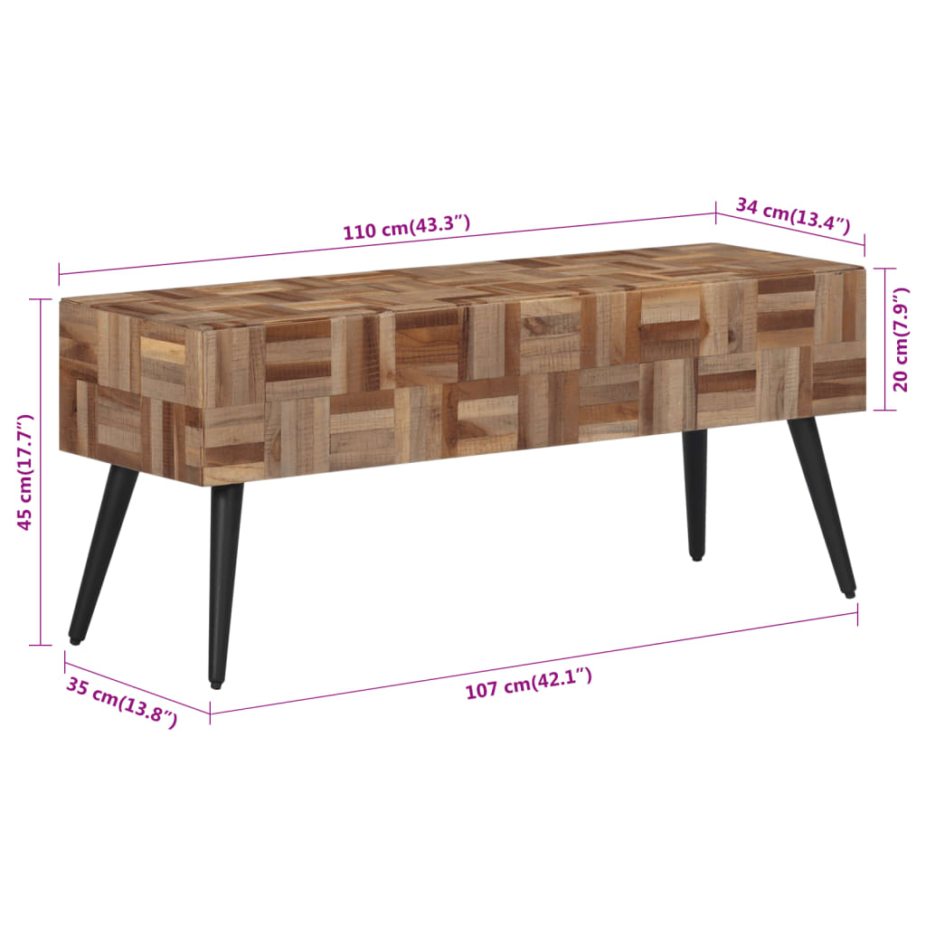 Banco Efendi teca reciclada natural 45x110x35 cm 7