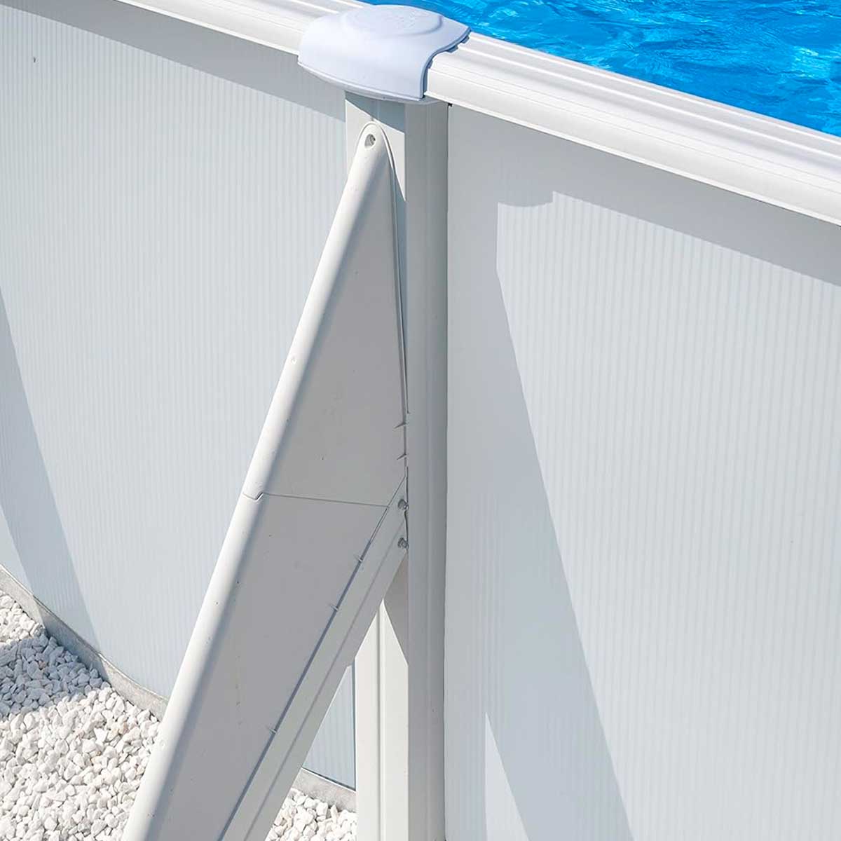 Piscina Fidji Gre ovalada pared acero blanco 120x500x300 cm 3