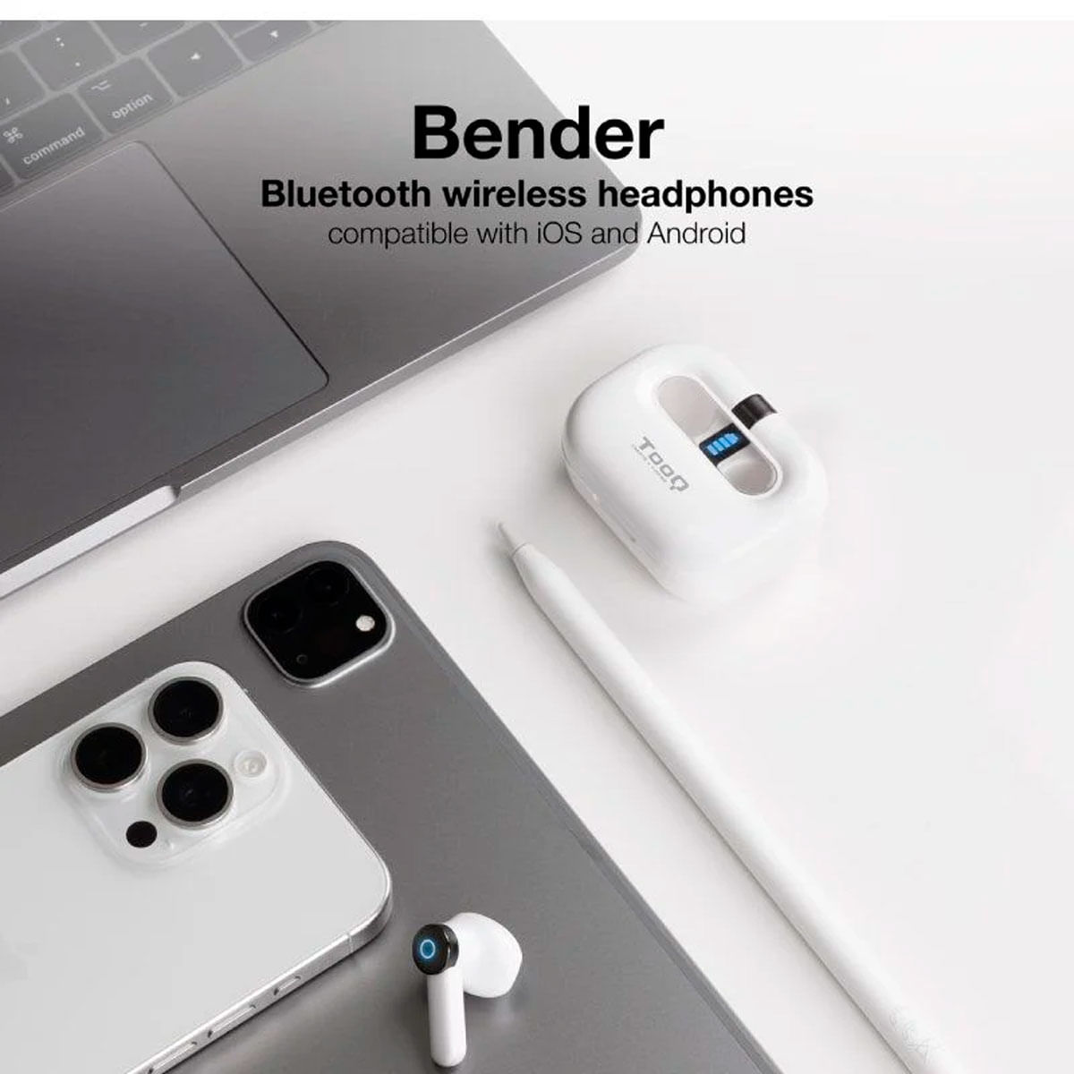 Auriculares inalámbricos TooQ Bender TQBWH-0031W con estuche de carga blanco 2