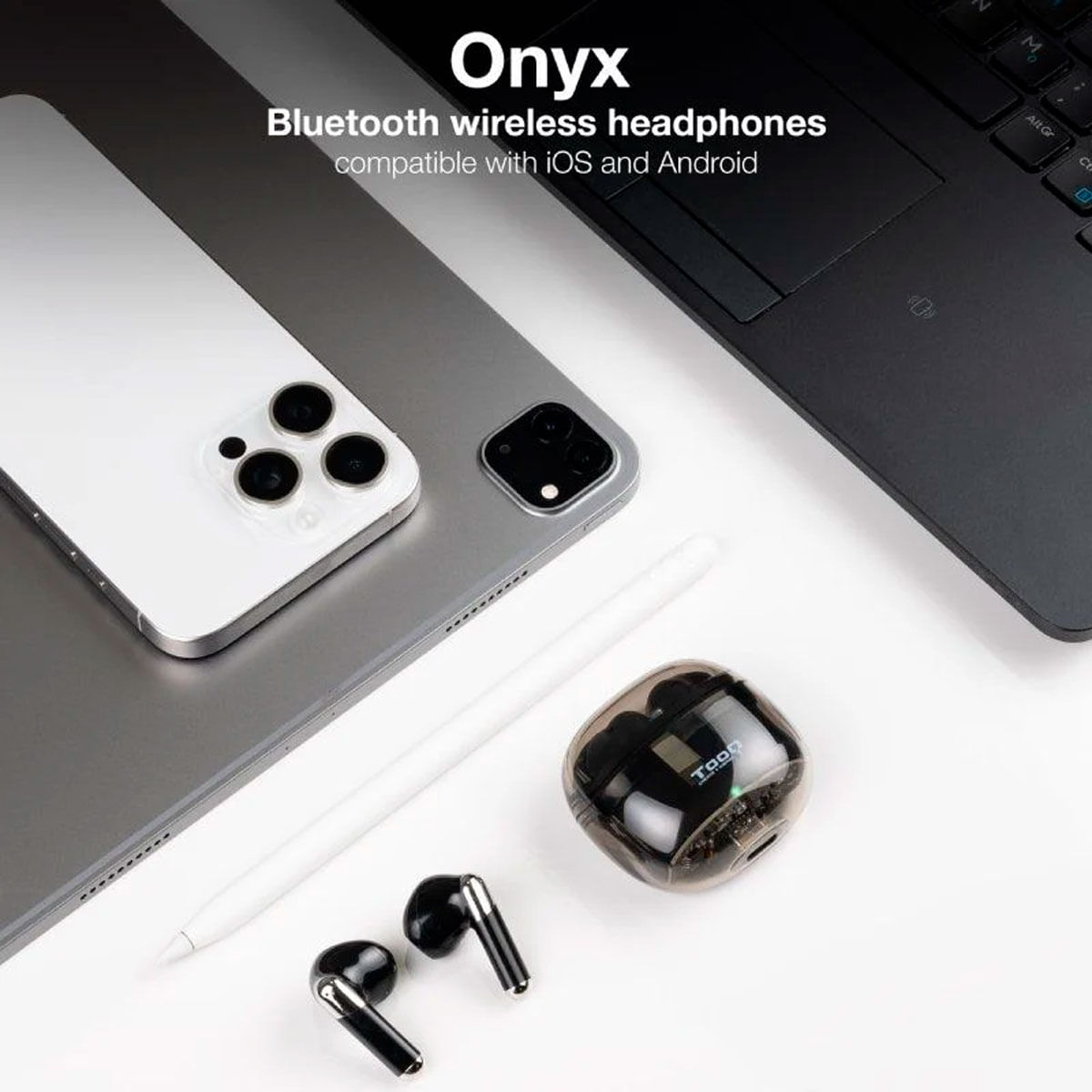 Auriculares inalámbricos TooQ Onyx TQBWH-0054B con estuche de carga negro 2