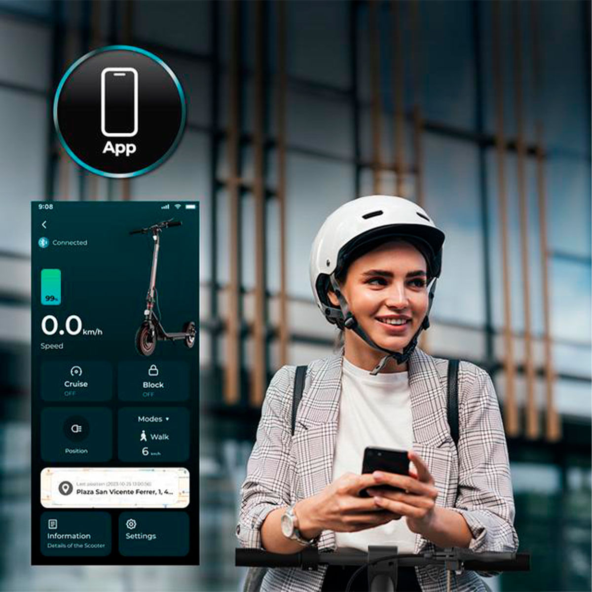 Patinete eléctrico Cecotec Bongo D40 XL Connected 350W autonomía 40km control App negro 5