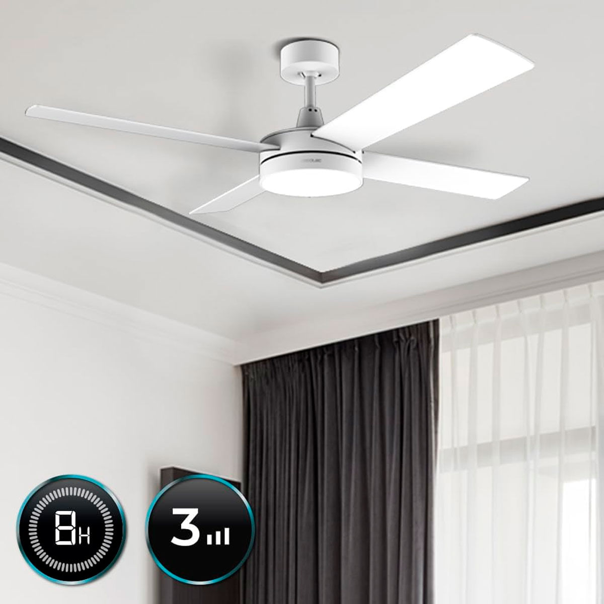 Ventilador de techo Cecotec EnergySilence Aero 5200 White Line 60W  4 aspas negro Ø132 cm 2