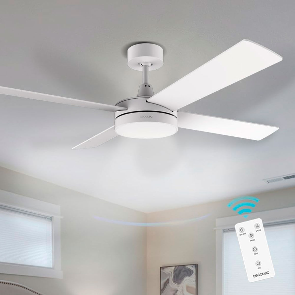Ventilador de techo Cecotec EnergySilence Aero 5200 White Line 60W  4 aspas negro Ø132 cm 4