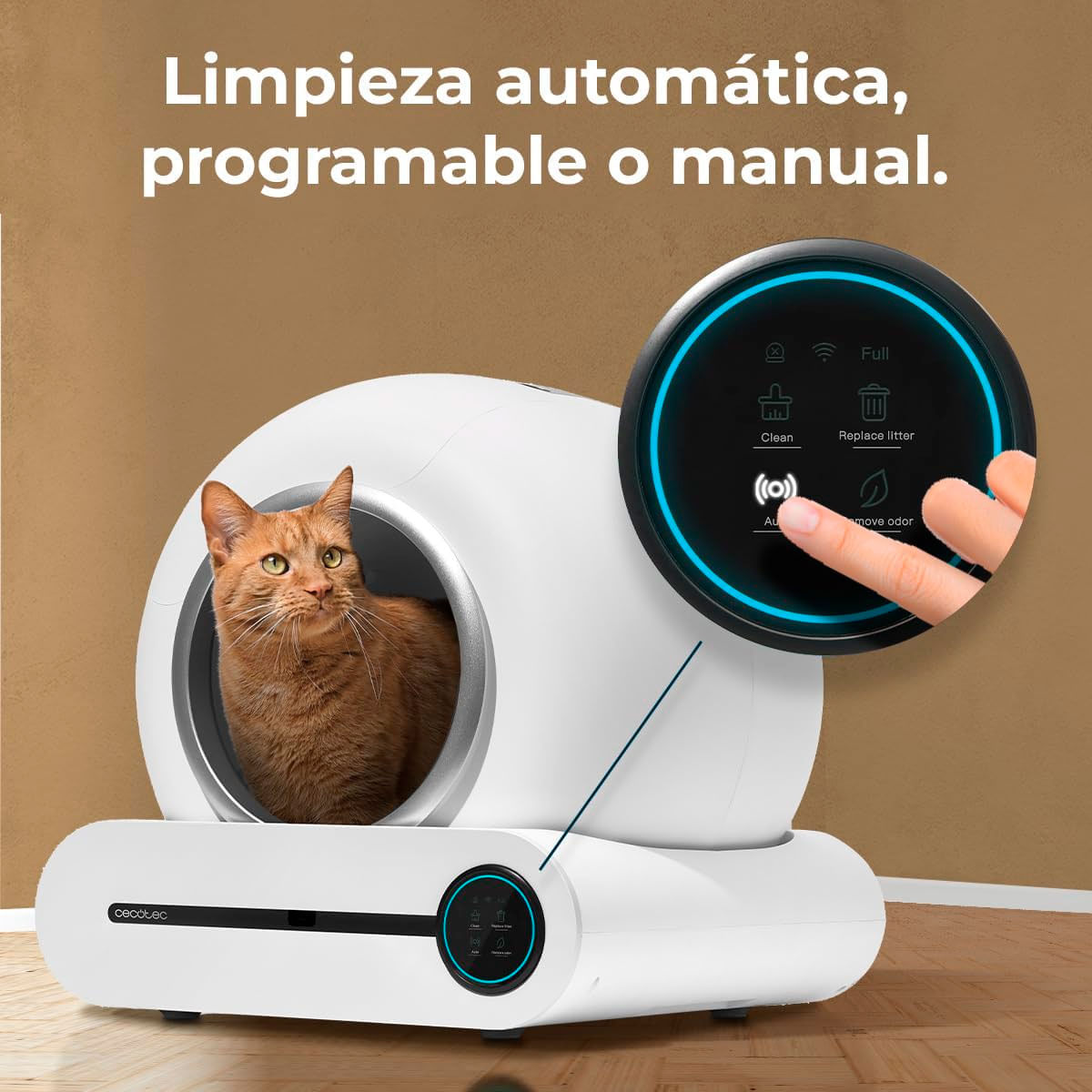 Arenero autolimpiable CecotecPumba 8000 CleanKitty Smart 65L WiFi y pantalla blanco 3