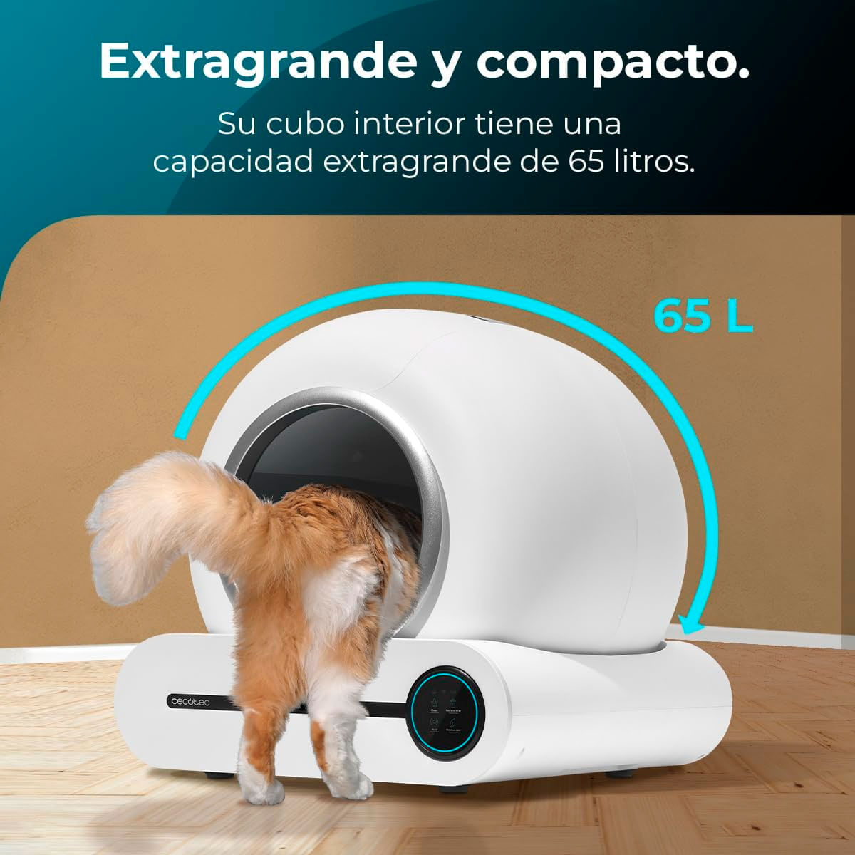 Arenero autolimpiable CecotecPumba 8000 CleanKitty Smart 65L WiFi y pantalla blanco 4