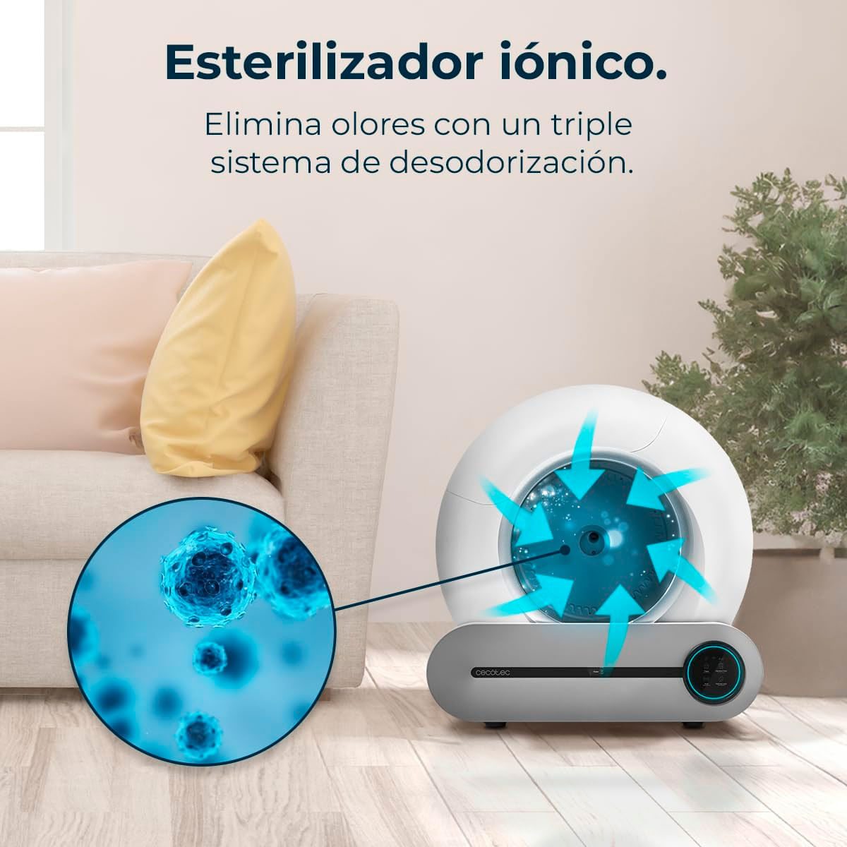 Arenero autolimpiable CecotecPumba 8000 CleanKitty Smart 65L WiFi y pantalla blanco 5