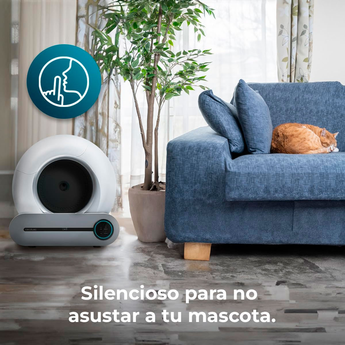 Arenero autolimpiable CecotecPumba 8000 CleanKitty Smart 65L WiFi y pantalla blanco 9