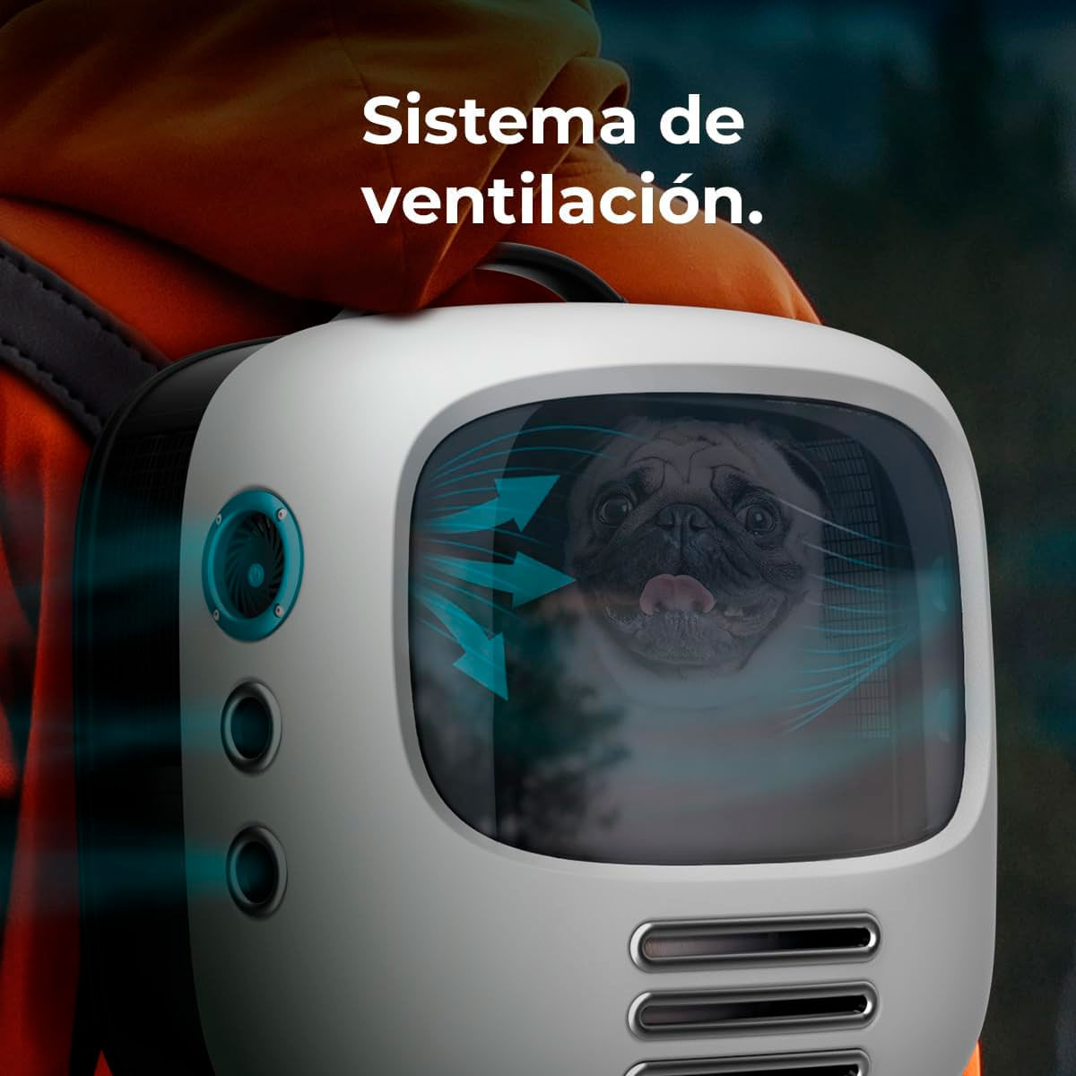 Mochila transportín Cecotec Pumba 1800 Travel Fan mascotas hasta 8kg blanco 3