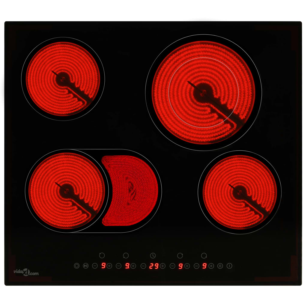 Placa vitrocerámica VidaXL 6600W 4 zonas negro 59 cm 3