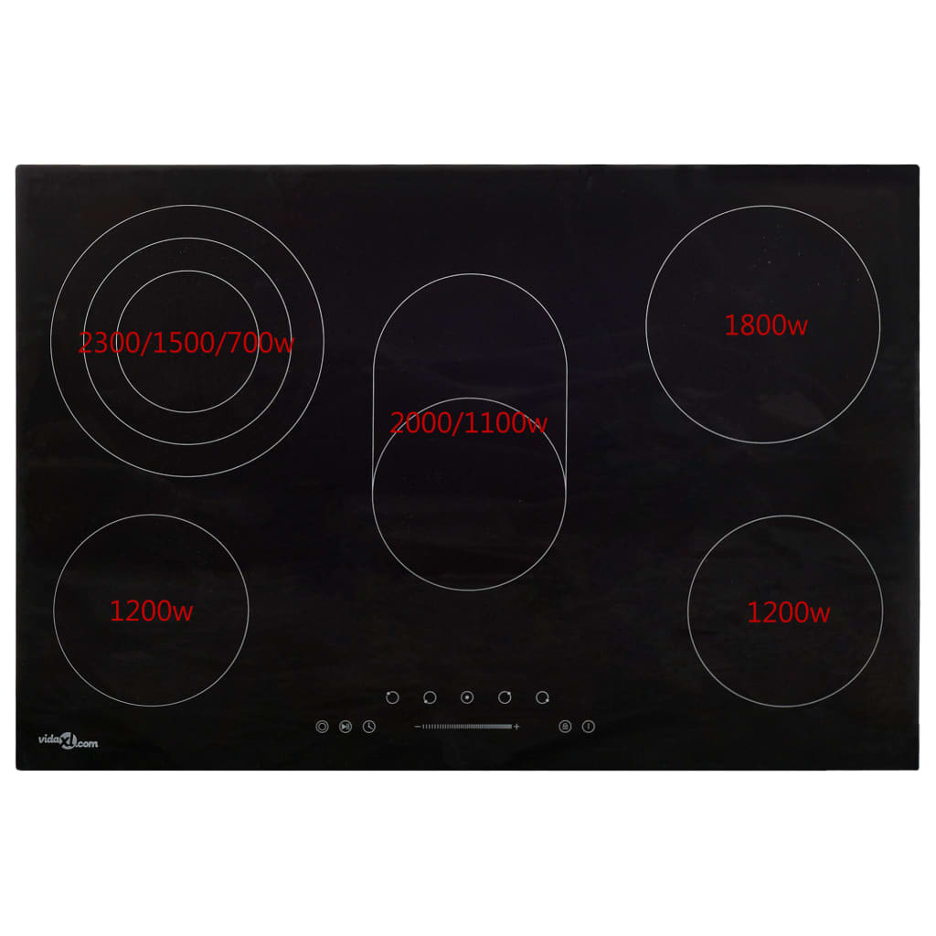 Placa vitrocerámica VidaXL 8500W 5 zonas negro 90 cm 4
