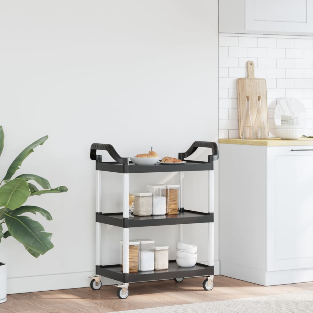 Carrito Wotu 3 niveles aluminio negro 92x81x41 cm animada estancia
