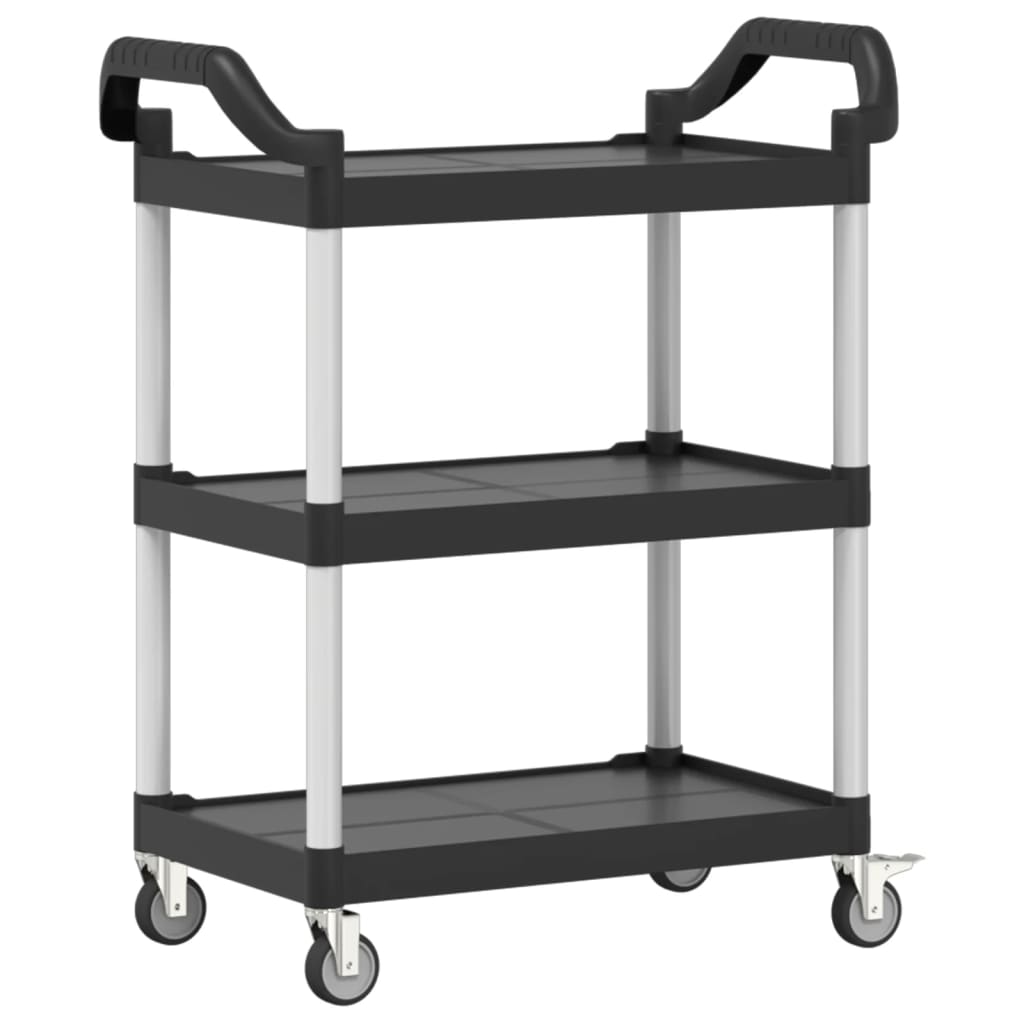 Carrito Wotu 3 niveles aluminio negro 92x81x41 cm lateral